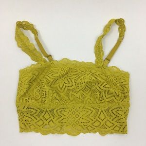 Aerie bralette size XS mustard yellow lace NEW !H